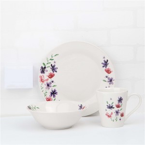 ceramic tableware-12piece porcelain dinner set with cut decal