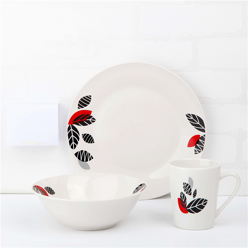 ceramic tableware-12piece porcelain dinner set with cut decal